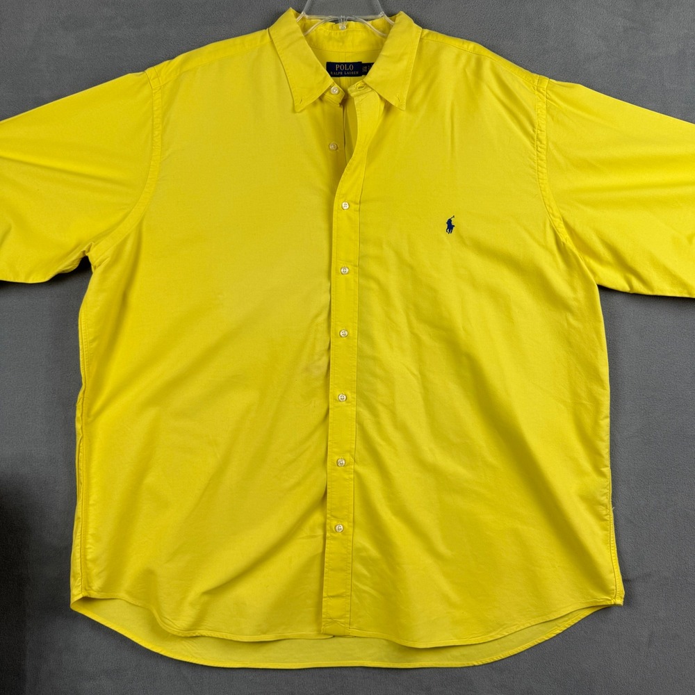 Polo Ralph Lauren Mens 2XB Yellow Long Sleeve Button Down Cotton Shirt